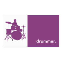 Modern Icon Silhouette Drummer - purple cartes de visite