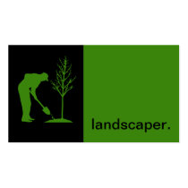 Modern Icon Silhouette Landscaper | green black cartes de visite