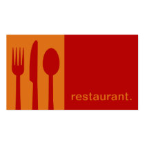 Modern Silhouette Icon Restaurant | orange red cartes de visite