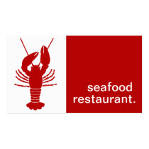 Modern Silhouette Seafood Restaurant | red white cartes de visite
