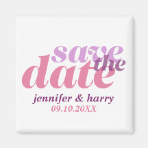 Moderne Art, die Save the Date lila Rosa wedding i Kühlschrankmagnete