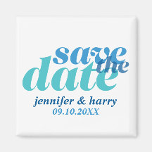 Moderne Art, die Save the Date wahres blaues Weiß  Magnete