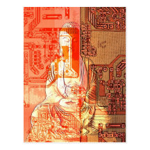 Moderne elektronischer Buddha Postkarten