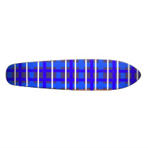 Modernes blaues orange kariertes individuelle skateboarddecks