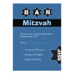Modernes blaues u. schwarzes Bar Mitzvah hat UAWG  Personalisierte Einladung