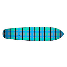 Modernes blaues und graues rotes grünes kariertes personalisierte skateboards