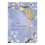 Modernes Monogramm-blaue Blumenhochzeit (sahnige R Ankündigung