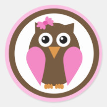 Mon autocollant rose d'arc de hibou rond