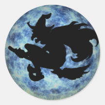 Mond-Hexe-Schatten KRW Halloween Runder Sticker
