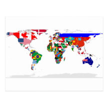monde pendant carte postale
