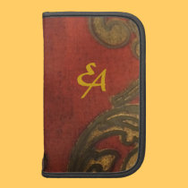 Monogramm auf geschnitztem hölzernem Rikscha-Folio planer