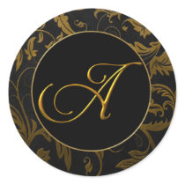 Monogramm ein Gold und schwarzes ein Damast-Hochze