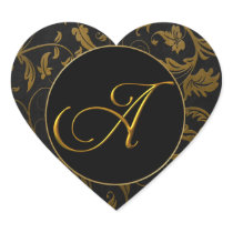 Monogramm ein Gold und schwarzes ein Damast-Hochze