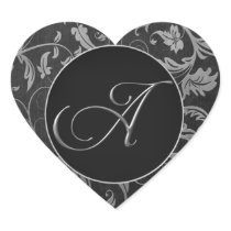 Monogramm ein Silber und schwarzes ein Damast-Hoch