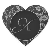 Monogramm X silbernes und schwarzes Damast-Hochzei
