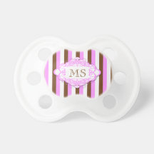 Monogramme de cru de rayure de sucrerie tétine pour bébé