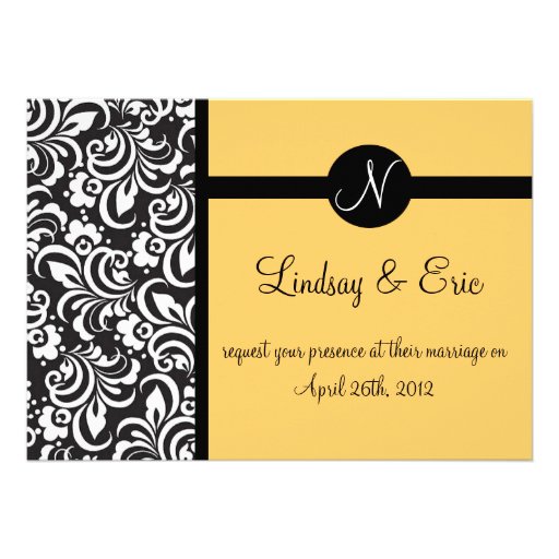 Monogramme de faire-part de mariage d'or jaune