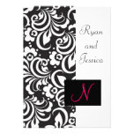 Monogramme floral blanc noir d'invitation