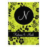 Monogramme floral vert de faire-part de mariage