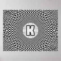 Monogramme K d'illusion optique Affiche