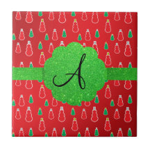 Monogramme rouge de bonhomme de neige carreau