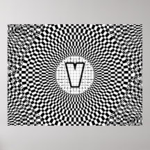 Monogramme V d'illusion optique Affiche