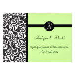 Monogramme vert de faire-part de mariage