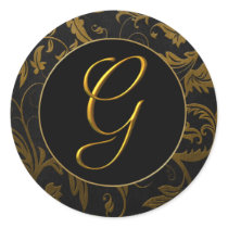 Monogrammg-Gold und schwarzes Damast-Hochzeits-Sie