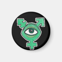 Monstre de globe oculaire de vert de symbole de tr aimants pour réfrigérateur
