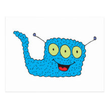 monstre maladroit bleu heureux carte postale