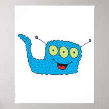 monstre maladroit bleu heureux poster