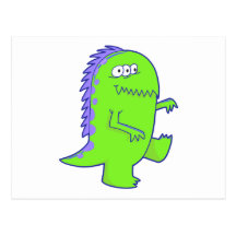 monstre observé de Dino du vert trois Cartes Postales
