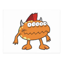 monstre orange de Mohawk beaucoup de yeux Carte Postale