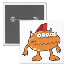 monstre orange de Mohawk beaucoup de yeux Pin's