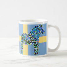 Mosaik schwedisches blaues Dala Pferd Kaffee Haferl