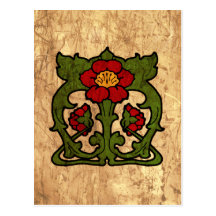 Motif de fleur de Nouveau d'art Cartes Postales