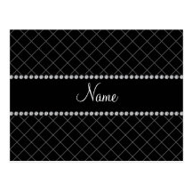 Motif de grille noir nommé personnalisé carte postale