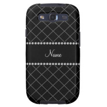 Motif de grille noir nommé personnalisé coques samsung galaxy s3