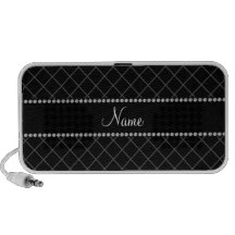 Motif de grille noir nommé personnalisé mini haut-parleur