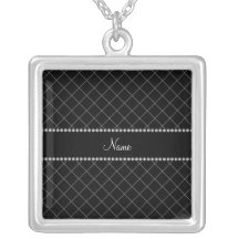 Motif de grille noir nommé personnalisé pendentif