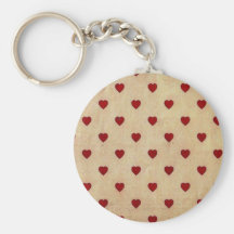 Motif de papier vintage de coeurs de polka porte-clef