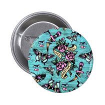 Motif d'icônes de tatouage de Surfabilly sur la ba badges publicitaires