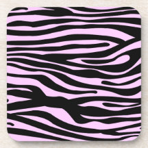 Motif d'impression de zèbre - noir et rose dessous-de-verre
