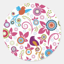 Motif floral autocollant rond