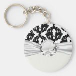 motif génial noir et blanc de damassé porte-clé