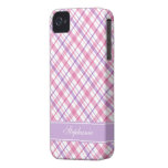 Motif rose et pourpre de plaid étuis iPhone 4