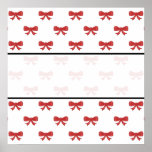 Motif rouge d'arc de ruban sur le blanc posters