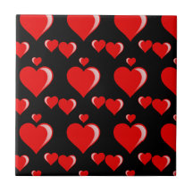 Motif rouge et noir de Saint-Valentin de coeurs Carreau