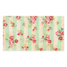 Motif rouge Girly chic minable de rayures de roses Cartes De Visite Personnelles