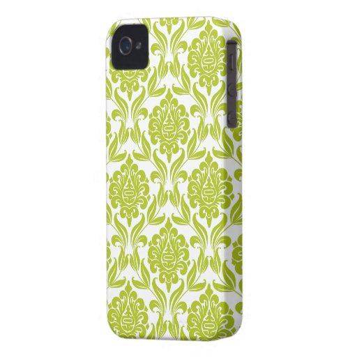 Motif vert de damassé étuis iPhone 4